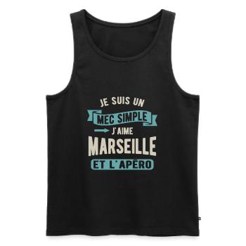 Un mec simple, marseille et apéro - Débardeur bio Premium Homme - noir - Devant - Michal (187cm)