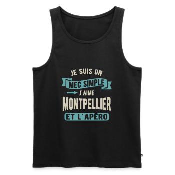 Un mec simple, montpellier et apéro - Débardeur bio Premium Homme - noir - Devant - Michal (187cm)