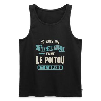 Un mec simple, poitou et apéro - Débardeur bio Premium Homme - noir - Devant - AI Model Male 178 light (178cm)