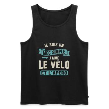 Un mec simple, vélo et apéro - Débardeur bio Premium Homme - noir - Devant - AI Model Male 178 light (178cm)