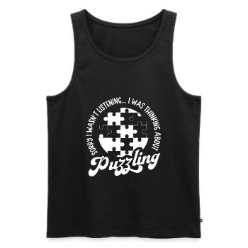 Thinking About Puzzling Jigsaw Puzzle - Men's Premium Organic Tank Top - black - Front - Michal (187cm)