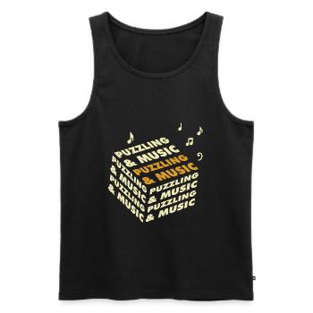 Music and Puzzling Jigsaw Puzzler Hobby - Men's Premium Organic Tank Top - black - Front - AI Model Male 178 light (178cm)