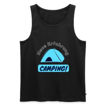 Neue Erfahrung - Camping! - Männer Premium Bio Tank Top - Schwarz - Vorne - AI Model Male 178 light (178cm)