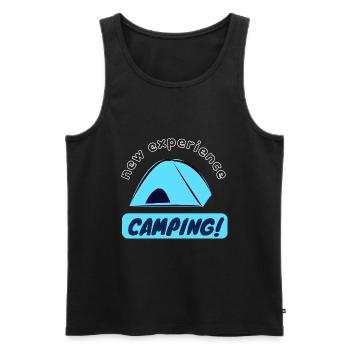 New experience - Camping! - Men's Premium Organic Tank Top - black - Front - AI Model Male 178 light (178cm)