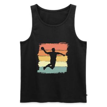 Handball rétro vintage joueur de handball - Débardeur bio Premium Homme - noir - Devant - Michal (187cm)