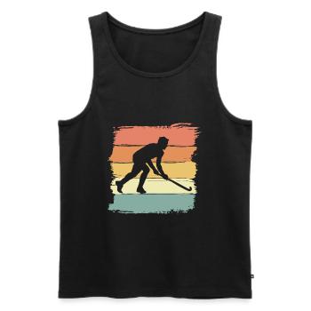 Joueur de hockey rétro vintage hockey sur gazon - Débardeur bio Premium Homme - noir - Devant - Michal (187cm)
