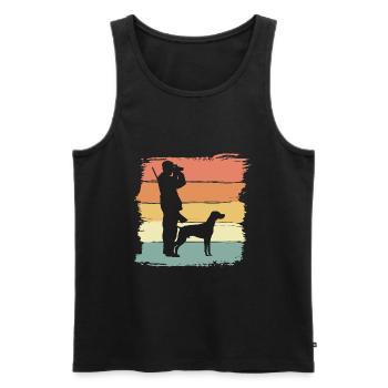 Chasse à la chasse avec chien rétro vintage - Débardeur bio Premium Homme - noir - Devant - Michal (187cm)
