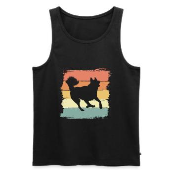 Husky rétro chien vintage - Débardeur bio Premium Homme - noir - Devant - Michal (187cm)