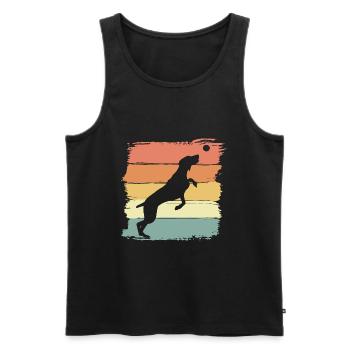 Weimaraner spielt mit Ball retro vintage - Männer Premium Bio Tank Top - Schwarz - Vorne - Michal (187cm)