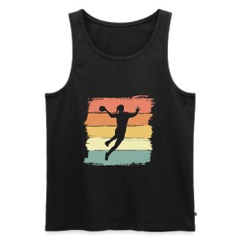 Handball féminin rétro vintage Handball Player - Débardeur bio Premium Homme - noir - Devant - Michal (187cm)