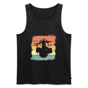 Drums drummer retro vintage - Men's Premium Organic Tank Top - black - Front - AI Model Male 178 light (178cm)