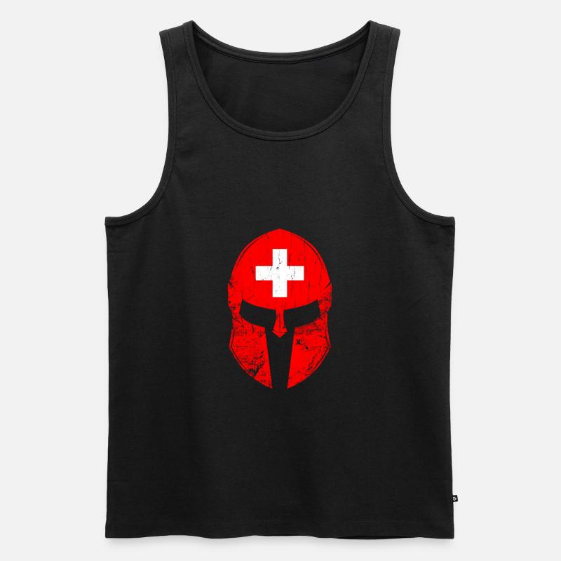 Schweiz Schweizer Flagge - Männer Premium Bio Tank Top - Schwarz
