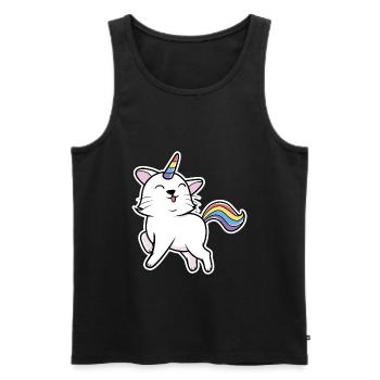 Kawaii Caticorn - chat licorne - Débardeur bio Premium Homme - noir - Devant - Michal (187cm)