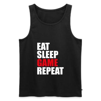 Eat Sleep Game Repeat - Men's Premium Organic Tank Top - black - Front - AI Model Male 178 light (178cm)