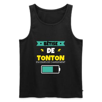 tonton bêtise cadeau noel humour famille - Débardeur bio Premium Homme - noir - Devant - AI Model Male 178 light (178cm)