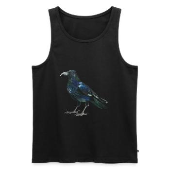 Raven crow with slightly bluish green feathers - Men's Premium Organic Tank Top - black - Front - AI Model Male 178 light (178cm)