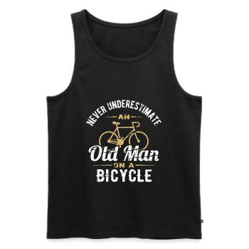 Ne jamais sous-estimer Un vieil homme À vélo - Débardeur bio Premium Homme - noir - Devant - Michal (187cm)
