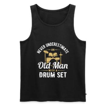 Batterie Batteur Batteur Retraité Grand-père - Débardeur bio Premium Homme - noir - Devant - Michal (187cm)