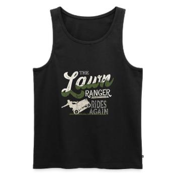 We Ride At Dawn Dad Lawn Mower Make Laugh Day Yard - Men's Premium Organic Tank Top - black - Front - Michal (187cm)