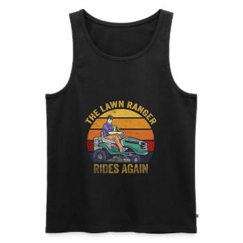We Ride At Dawn Dad Lawn Mower Make Laugh Day Yard - Men's Premium Organic Tank Top - black - Front - Michal (187cm)