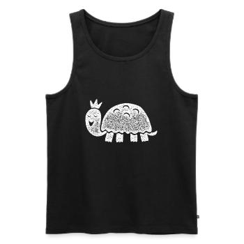 Laughing turtle with crown - Men's Premium Organic Tank Top - black - Front - AI Model Male 178 light (178cm)