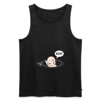 Huhu Ich bin da Baby Schwangerschaft Geschenk - Männer Premium Bio Tank Top - Schwarz - Vorne - Michal (187cm)