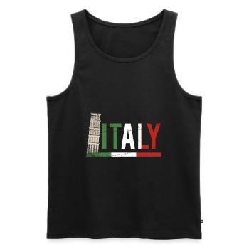 Italie drapeau De La Tour de Pise Cadeau - Débardeur bio Premium Homme - noir - Devant - AI Model Male 178 light (178cm)