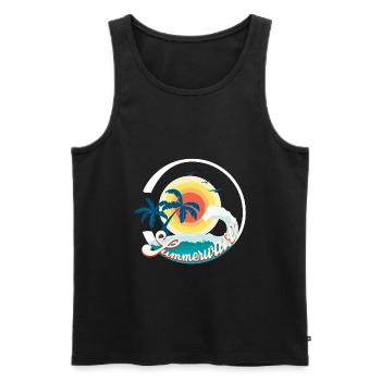 Summerwave Sommer Strand Palmen Surf Shirt - Männer Premium Bio Tank Top - Schwarz - Vorne - AI Model Male 178 light (178cm)