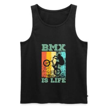 BMX is life BMX rider bike saut vélo - Débardeur bio Premium Homme - noir - Devant - AI Model Male 178 light (178cm)