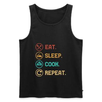 EAT SLEEP COOK REPEAT - Lifestyle/Theme/Motto - Men's Premium Organic Tank Top - black - Front - AI Model Male 178 light (178cm)