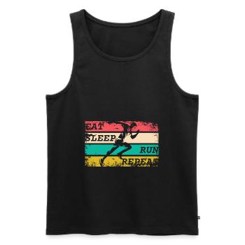 EAT SLEEP RUN REPEAT - Männer Premium Bio Tank Top - Schwarz - Vorne - AI Model Male 178 light (178cm)