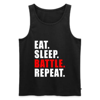 EAT SLEEP BATTLE REPEAT GIFT GAMING BRAWL GAME - Débardeur bio Premium Homme - noir - Devant - AI Model Male 178 light (178cm)