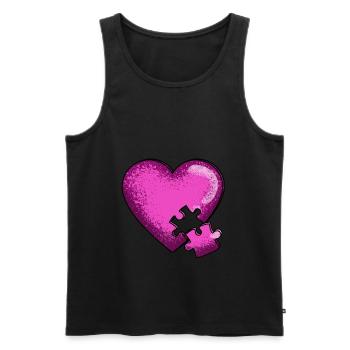 Heart Puzzle Love You Jigsaw Sweet Adore Gift - Men's Premium Organic Tank Top - black - Front - AI Model Male 178 light (178cm)