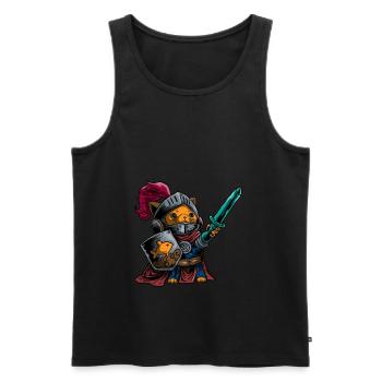 Ritter Cat Warrior Shield Schwert Cavalier Noble - Männer Premium Bio Tank Top - Schwarz - Vorne - AI Model Male 178 light (178cm)