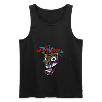 Cannabis Tiki Mask Smoke Hemp Grass Pot Leaf Gift - Men's Premium Organic Tank Top - black - Front - AI Model Male 178 light (178cm)