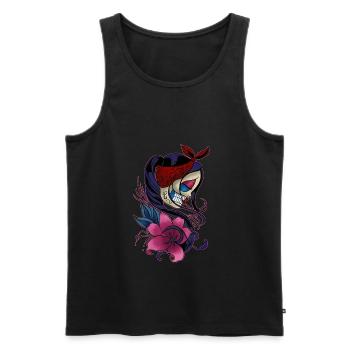 Zucker Schädel Mädchen Tag der Toten Geschenk - Männer Premium Bio Tank Top - Schwarz - Vorne - Michal (187cm)