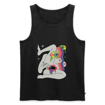 Psychedelic Hippie Trippy Colorful Festival Gift - Men's Premium Organic Tank Top - black - Front - AI Model Male 178 light (178cm)