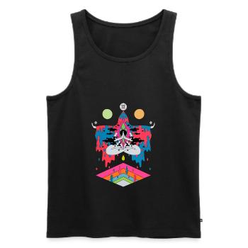 Psychedelic Hippie Trippy Colorful Festival Gift - Men's Premium Organic Tank Top - black - Front - AI Model Male 178 light (178cm)
