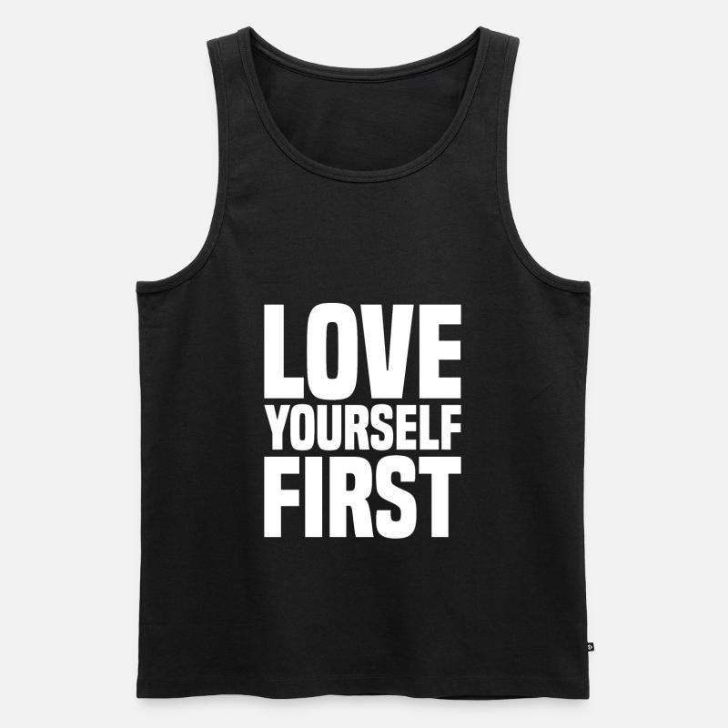 Love Yourself First - Männer Premium Bio Tank Top - Schwarz