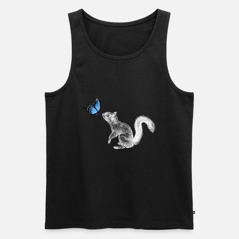 Eichhörnchen mit Schmetterling - Männer Premium Bio Tank Top - Schwarz