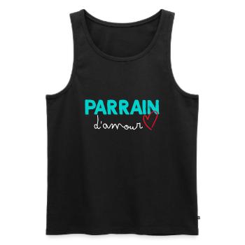 Mon Parrain Citation Tendre Pour parrain - Débardeur bio Premium Homme - noir - Devant - Michal (187cm)