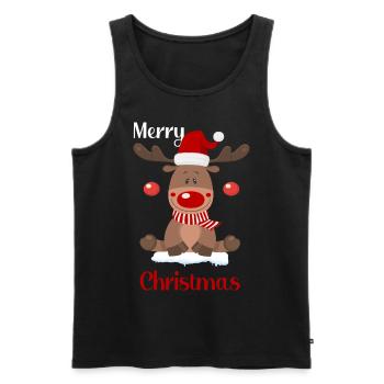 Joyeux Noël Rennes Noël - Débardeur bio Premium Homme - noir - Devant - Michal (187cm)