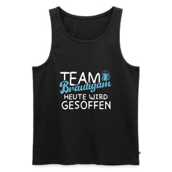 Team Bräutigam - Heute wird gesoffen - JGA - Männer Premium Bio Tank Top - Schwarz - Vorne - Michal (187cm)