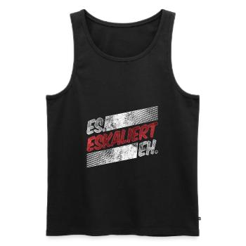 Es Eskaliert Eh - lustiger Feier Party Spruch - Männer Premium Bio Tank Top - Schwarz - Vorne - Michal (187cm)
