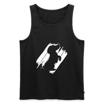 Dackel Dachshund Silhouette Retro Vintage Motiv - Männer Premium Bio Tank Top - Schwarz - Vorne - Michal (187cm)