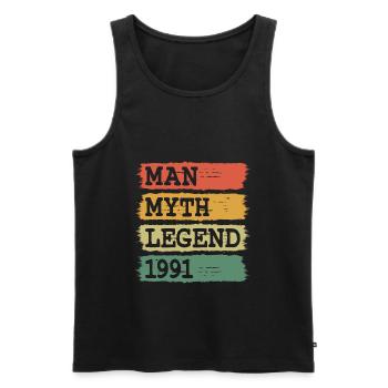 1991 Vintage Man Myth Legend Birthday - Men's Premium Organic Tank Top - black - Front - AI Model Male 178 light (178cm)