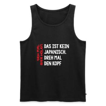 Das ist kein japanisch dreh mal den Kopf Bier - Männer Premium Bio Tank Top - Schwarz - Vorne - Michal (187cm)