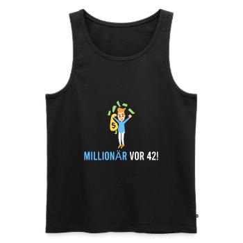 Millionnaire il y a 42 ans! - Débardeur bio Premium Homme - noir - Devant - AI Model Male 178 light (178cm)
