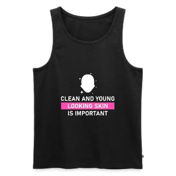 Clean and young-looking skin - Men's Premium Organic Tank Top - black - Front - AI Model Male 178 light (178cm)