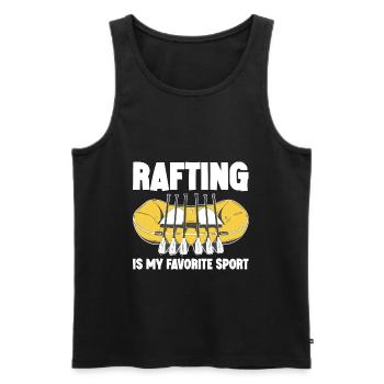Le rafting est mon sport préféré en bateau dans les montagnes - Débardeur bio Premium Homme - noir - Devant - Michal (187cm)